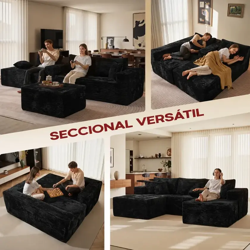 Diseño modular versátil en forma de L que se adapta a cualquier espacio