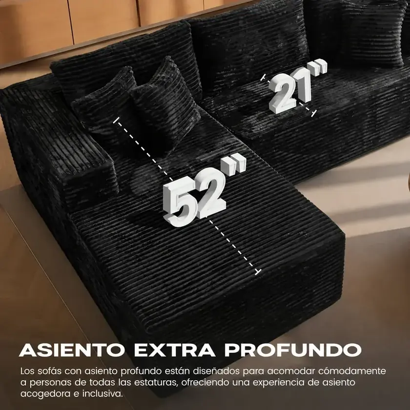 Asiento extraprofundo tipo nube con espuma de alta resiliencia